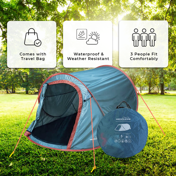 3 Person Camping Tent, Carry Tent &amp; Pop Up Tent - 105cm Height