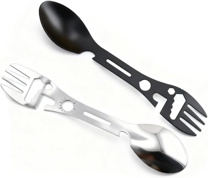 2Pcs 10 In 1 Multi Tool Spork Outdoor Camping Spoon Fork Opener