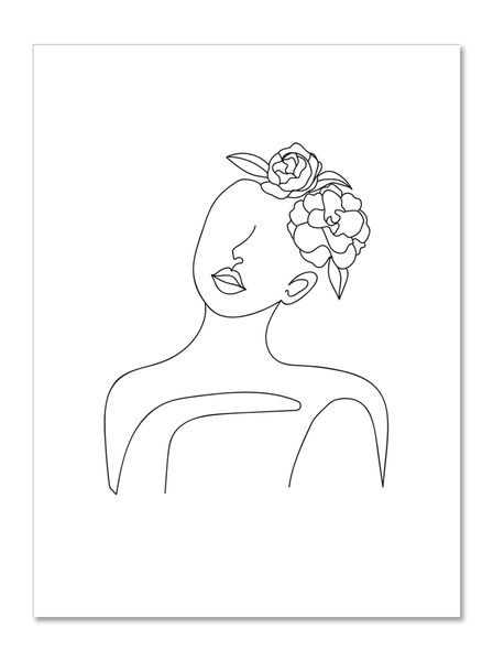 Wall Art: Female Line Art Illustration (A3)