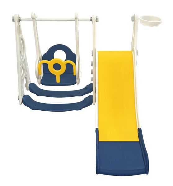 Kids Slide and Swing Set with Basketball Hoop - Indoor Outdoor Playset