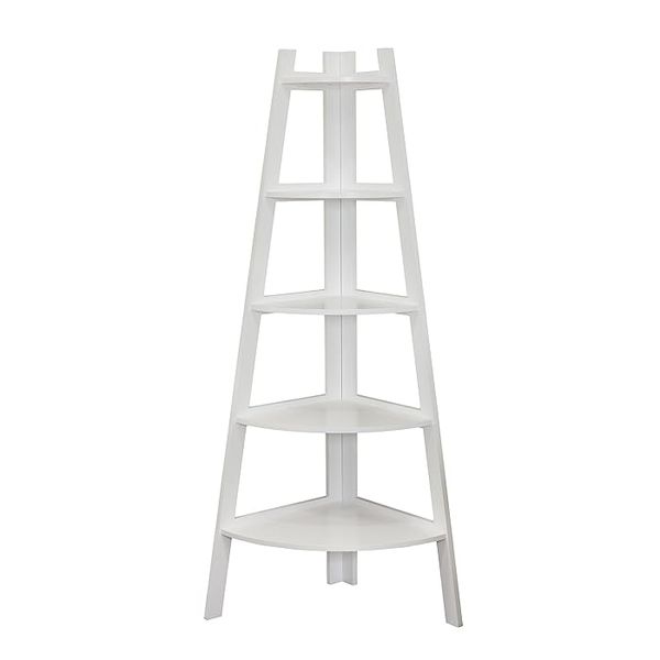 Free Standing 5-Tier Pyramid Corner Ladder Display Shelving Unit/Bookshelf