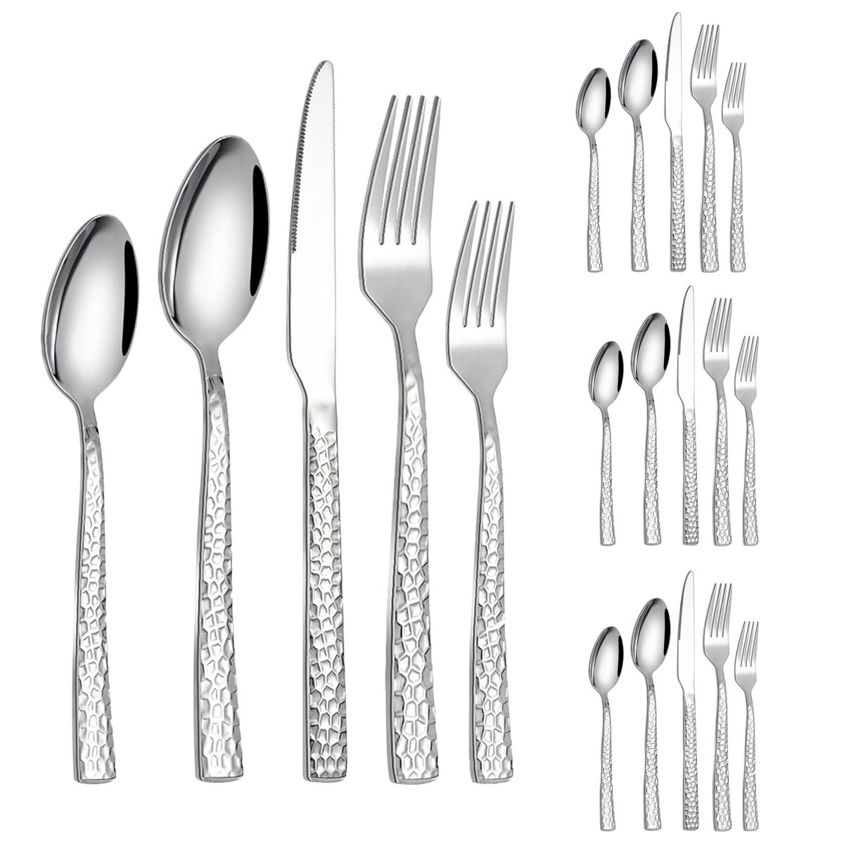 20 Pcs Flatware Set Stainless Steel Silverware Set Cutlery Set Serving ...