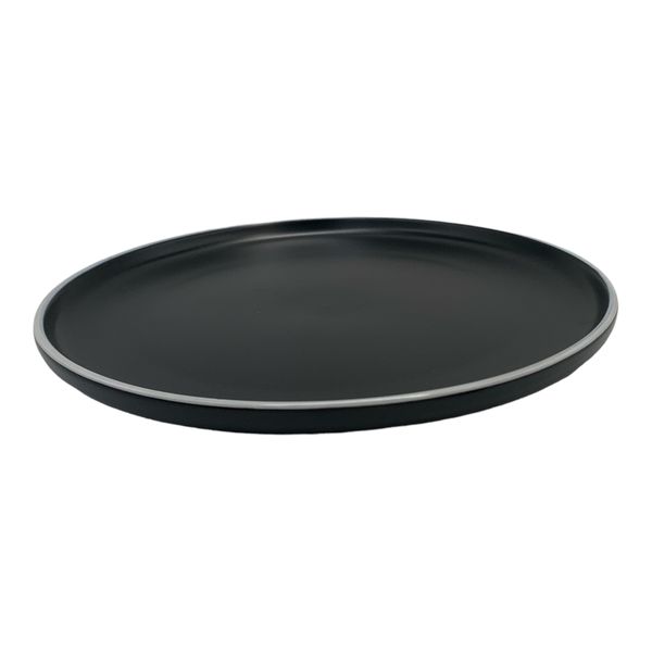 Plate 27cm Stoneware Round Black and White Rimmed - 6 Pack
