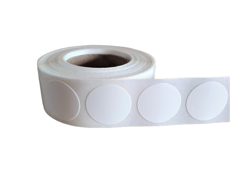 EMPORIUM White Foamtac Tamperproof Round Stickers - 24mm - 500 Stickers