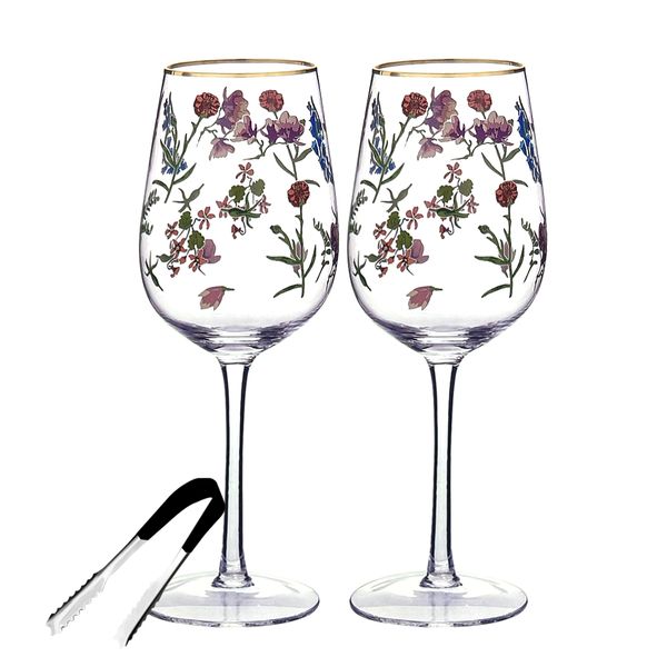 Pretty Design Floral Wine Glasses Perfect for Serving Lliqueurs - Set of 3