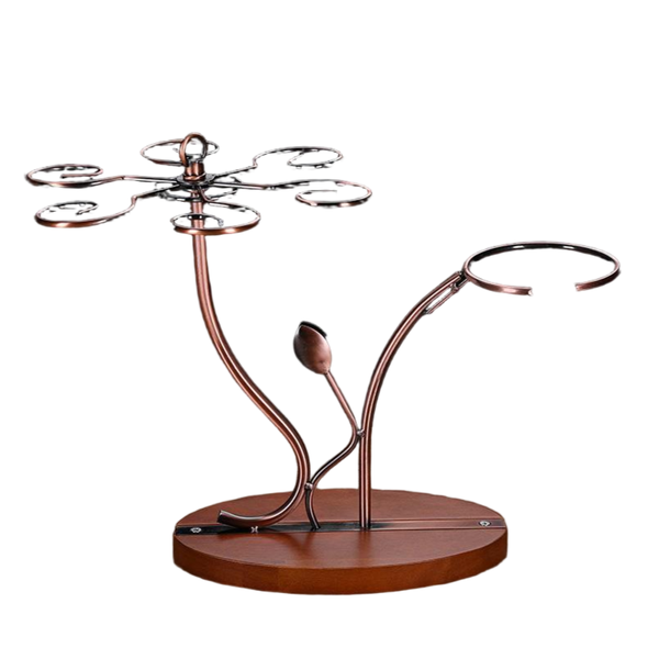 Greeting Pine Wine Glass &amp; Decanter Integrated Rack