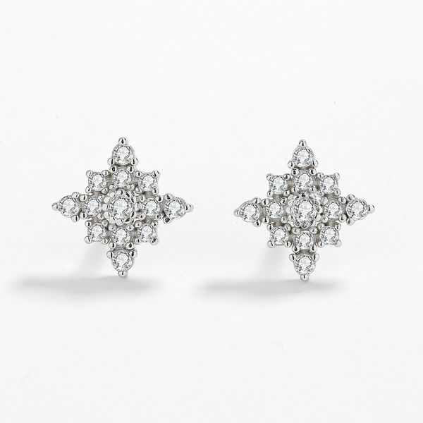 Diamante Star Design Silver Earrings