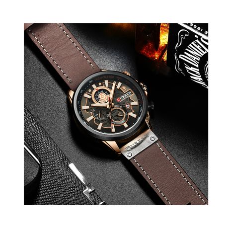 Invictus leather clearance quartz watch