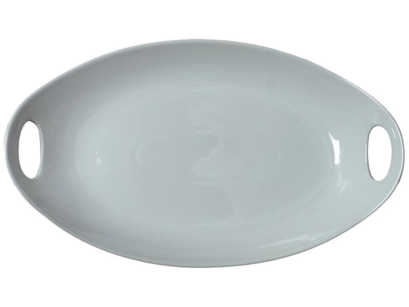Platter Oval White &amp; Handle 49x29x7