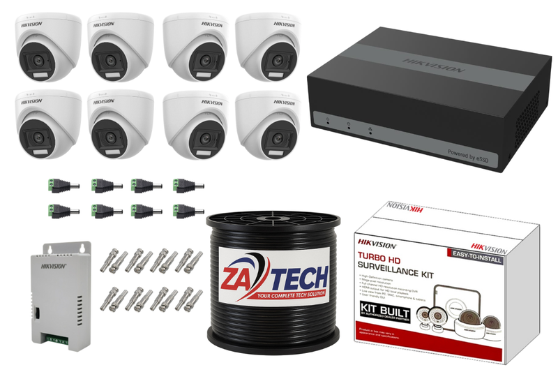 Hikvision 8CH eDVR Dome CCTV Kit with Built-in 1TB SSD and Zatech Cable Roll