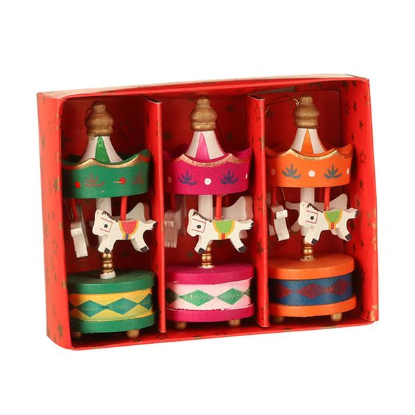 Christmas Carousel Horse Vintage Mini Hanging Tree Decoration-6 piece