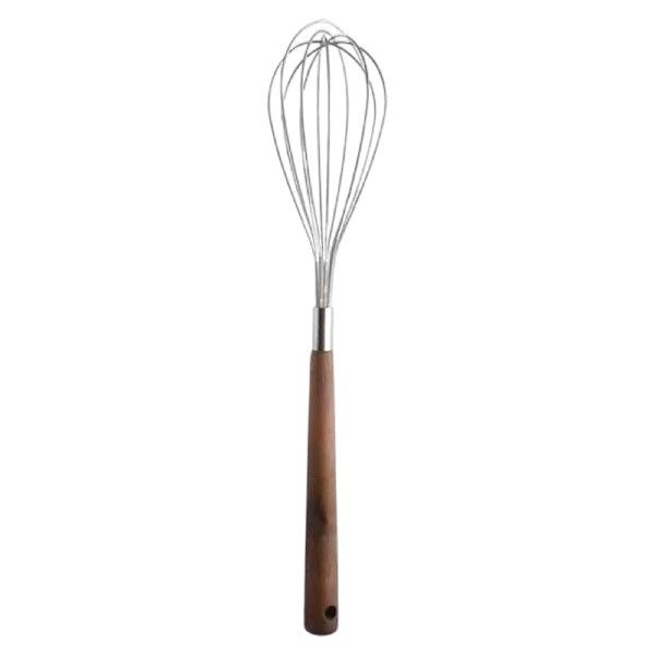 Stainless Steel Balloon Whisk with Wooden Handle - Brown