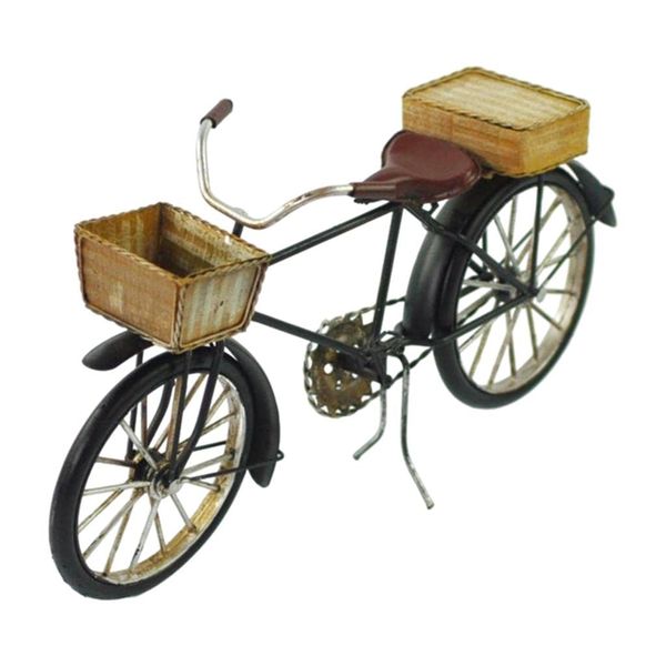 Decor Retro Bicycle Model with Basket - Metal Classic Bike Ornament (32cm)