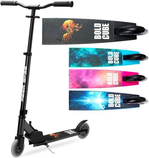 BOLDCUBE Deluxe 2 Wheel Scooter Kids 6-14 Yrs | Foldable Adjustable 60-90cm