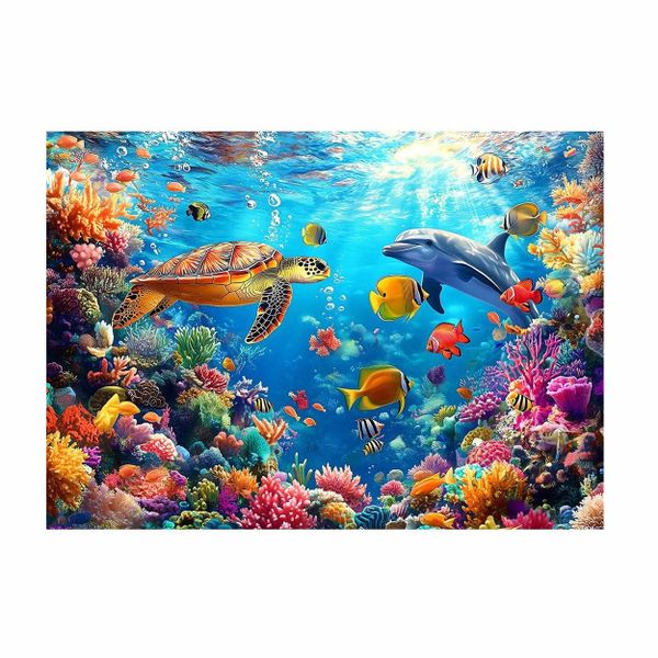 Underwater Puzzles 1000 Pcs,Under The Sea Animal Jigsaw Puzzle Ocean Scene