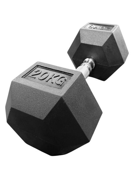i-Fitness Single 20kg Rubber Hexagon Dumbbell