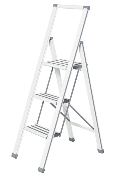 Wenko - Folding Step Ladder - Aluminium - 3 Steps - White