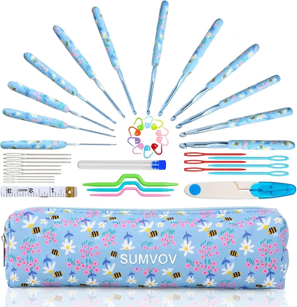 Sumvov 12 Sizes Crochet Hooks Set 2.0mm-8.0mm Ergonomic Handle