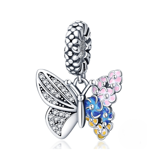 Half-Half Floral Butterfly Charm