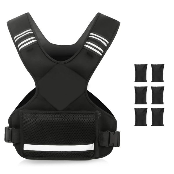 Adjustable Weighted Vest with Reflective Stripe Fitness Training Vest