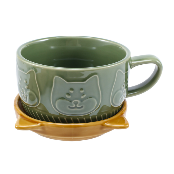 Japanese Cute Mug Creative Ceramic Shiba Inu Panda Coffee Cup (Green)