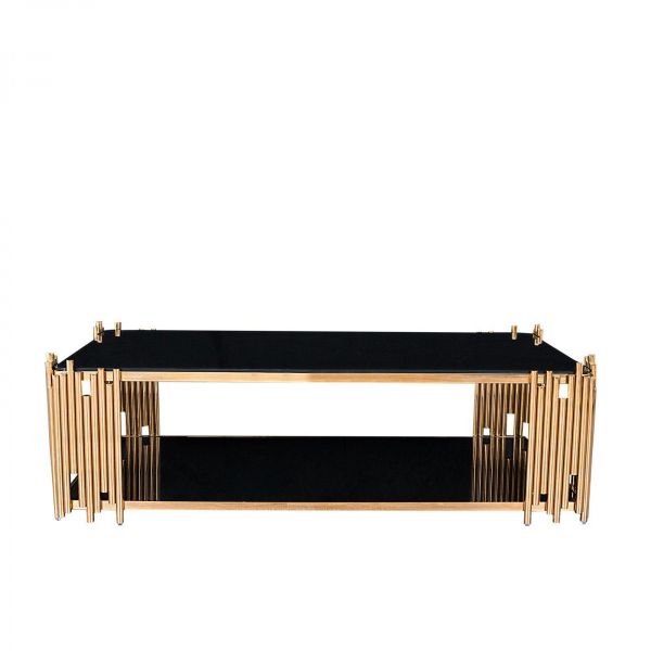 Glass-Top Coffee Table- Black/Gold