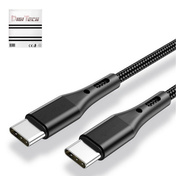 USB Type-C to USB Type-C Cable - 1m Braided Fast Charging - Black