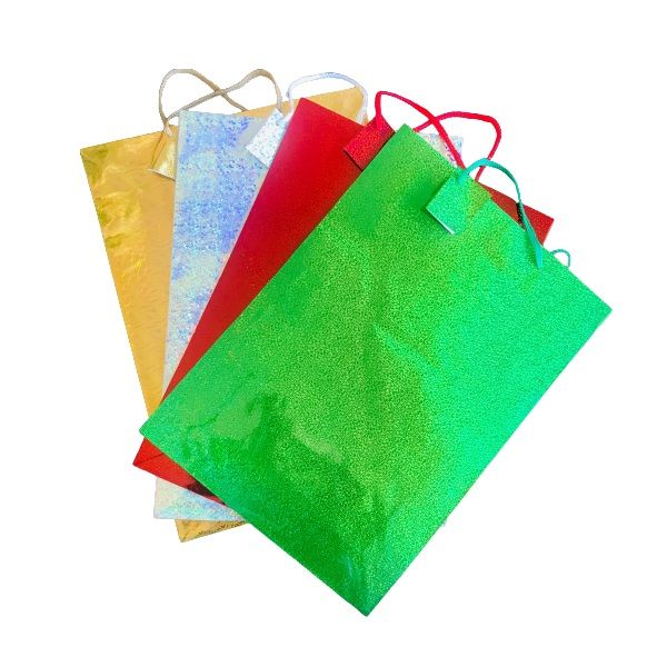 Hologram Gloss Gift Bags Large (Set of 4) Assorted Colours 46x33cm