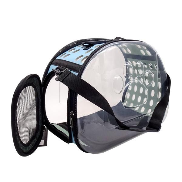 Transparent Pet Travel Carrier Dog Cat Breathable Foldable Case Bag - Blue