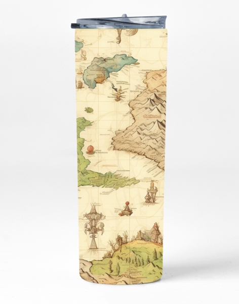 Old Map 6 20 Oz Straight Skinny Tumbler Straw Cup Trendy Graphic Present025