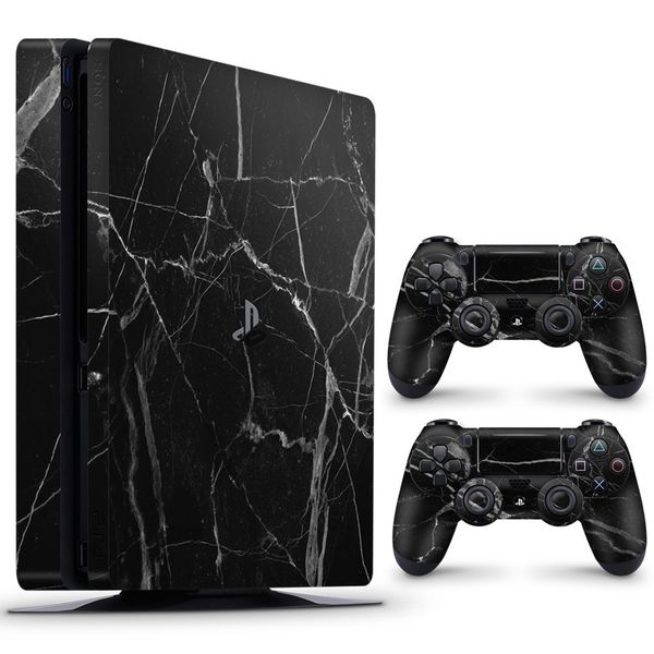 Decal Skin Compatible with PS4 Slim - Black Marble 2024 (Decal Only)