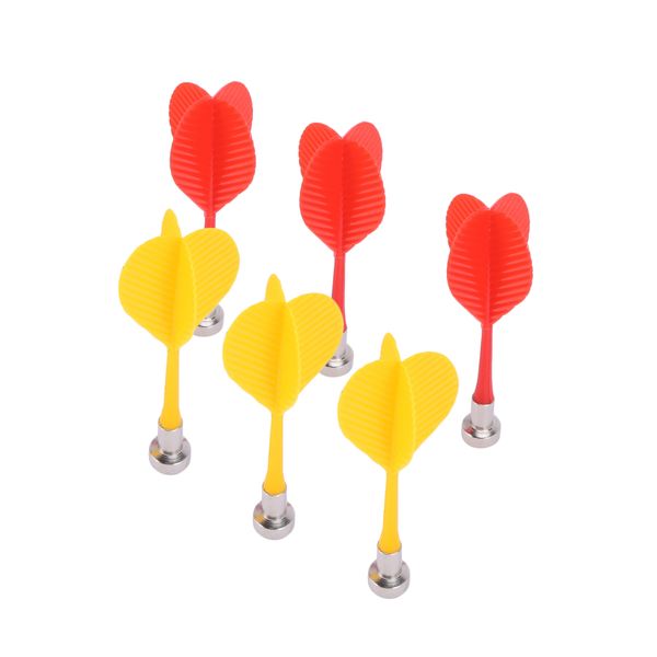 6 Pcs Bullseye Target Red Yellow Plastic Wing Magnetic Darts Needle