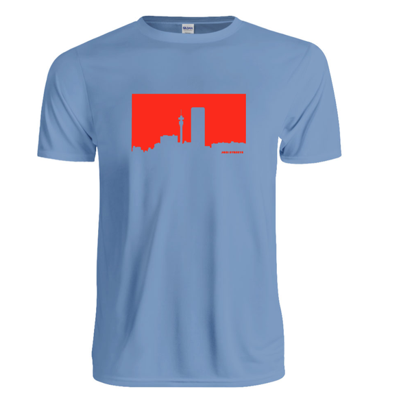 Jozi Streets T-Shirt Sky Blue - Neon Red