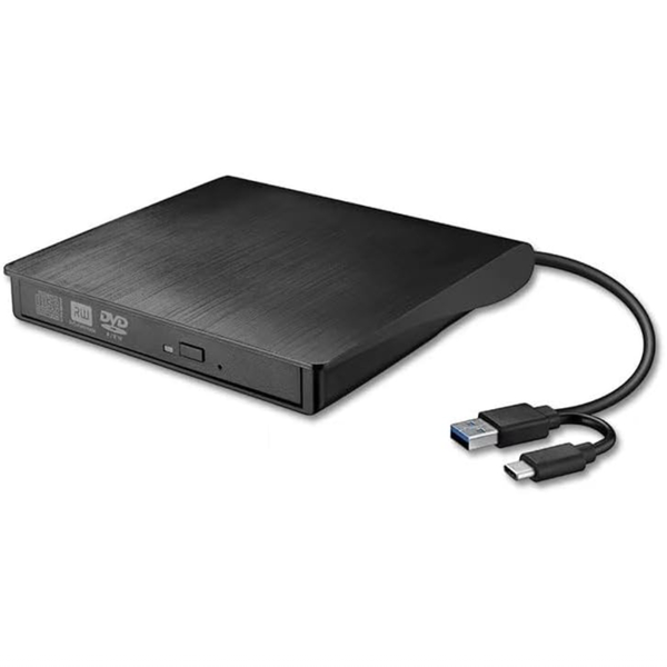 External CD/DVD Drive, USB 3.0/Type-C, Plug &amp; Play,14 x 14 x 1.5cm,Black