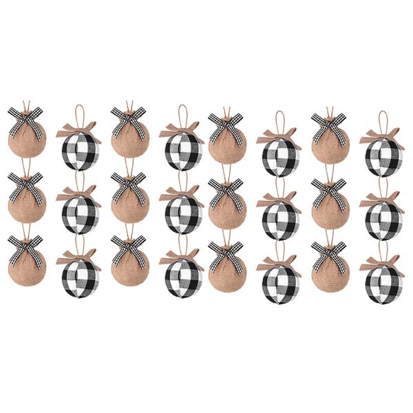 Christmas Tree Ornaments 12 Pcs 2-1/2 Inches White Black Buffalo