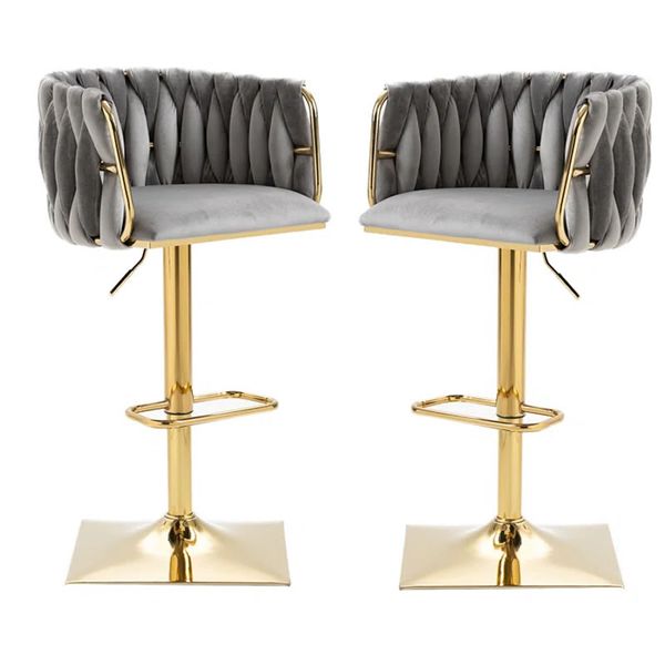 Set of 2 Swivel Adjustable Height Bar Stools - HZ6022