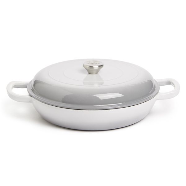 George &amp; Mason - 30cm Round Enamel Cast Iron Casserole - Grey