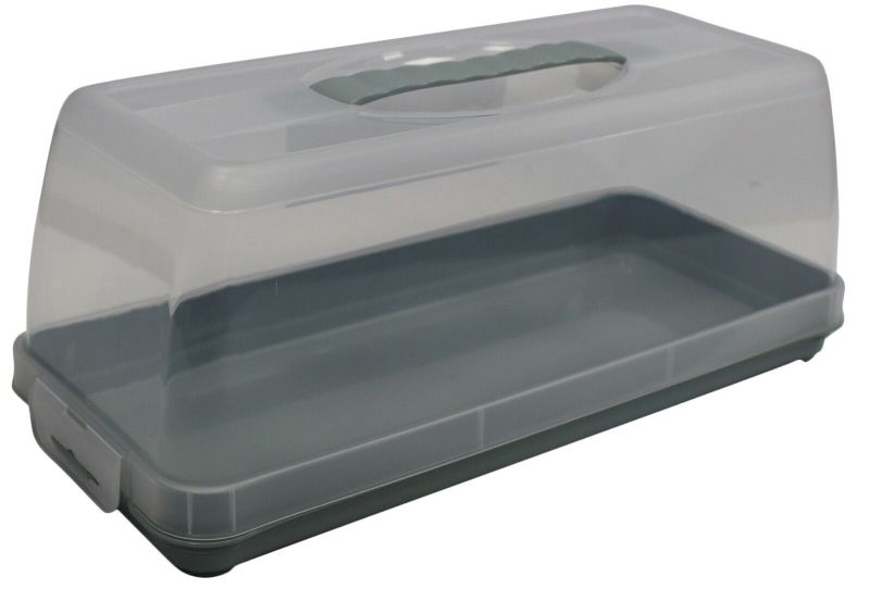 Cake Plate and Dome Dark Grey 36x15x15cm Rectangular Elegant Hobby Life