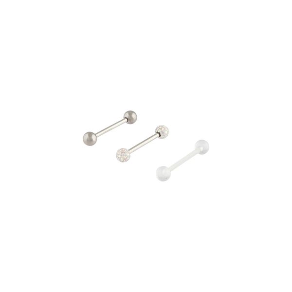 Lovisa Surgical Steel Diamante Clear Tongue Bar Pack