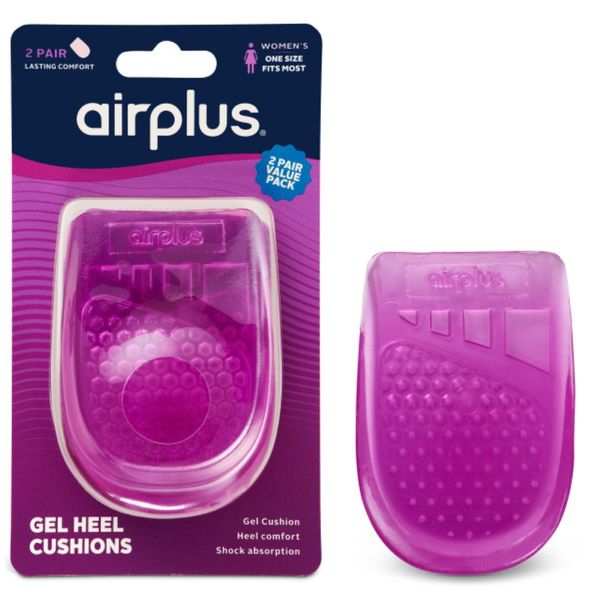 Airplus Air Gel Women's Heel Cushions for Shock Absorption - 2 Pack