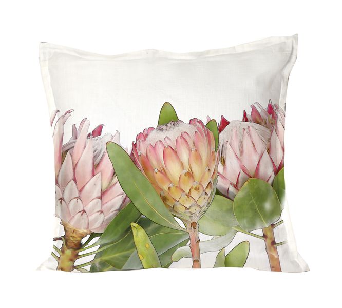 Protea King and Queen Throw Pillow with Feather Inner
