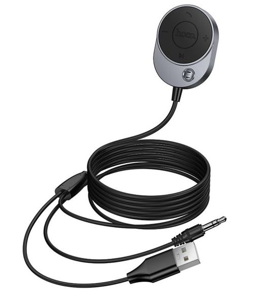 Hoco.E150 Car AUX Bluetooth Receiver with 1.5 m Cable - Metal Grey