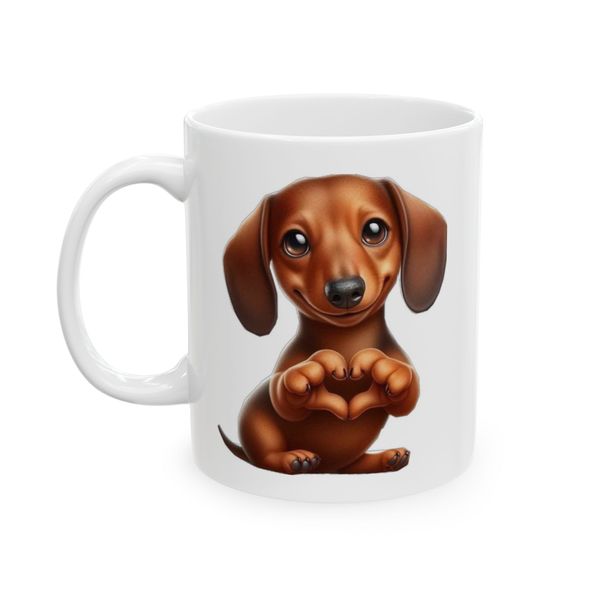 Dog Mug - Brown Dog Illustration With Paws Forming Heart Shape