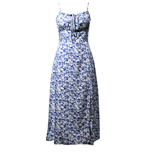 Missy Missi Babydoll Dress Midi Floral Print with Spaghetti Straps