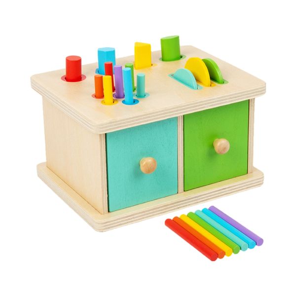 Montessori Wooden Colour &amp; Shape Sorting Coin Box Wood Toy Educational Game