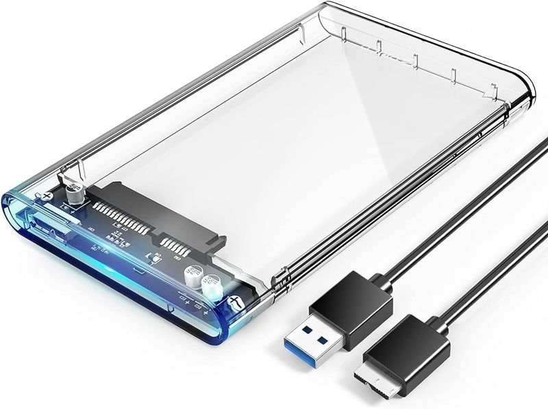 2.5 Inch SATA to USB 3.0 Tool Free Clear External Hard Drive Enclosure