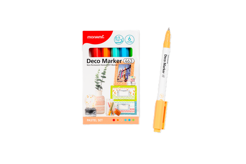 Monami Acrylic Deco Markers 463 - Extra Fine 0.7mm Pastel 6's