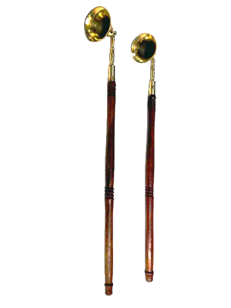 Brass Candle Snuffer with Wooden Handle - Gold Finish - Set of 2