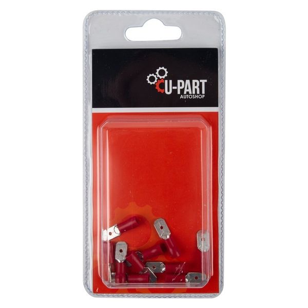 U-Part Terminal Red Male Tab - 0.5-1.5mm x 6.3mm - Bulk Pack of 15