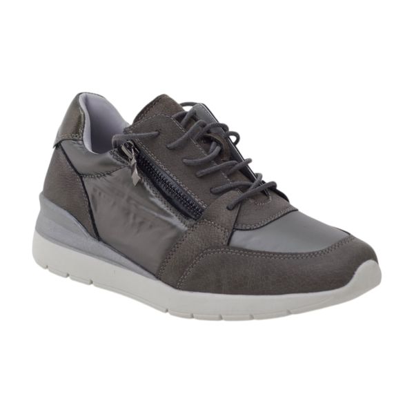 LaMara Paris Kesia lace-up sneaker with side zip grey